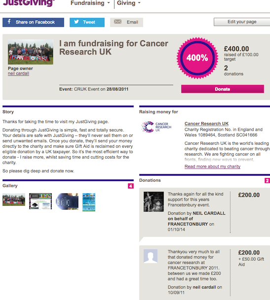 Another £200 to Cancer Research